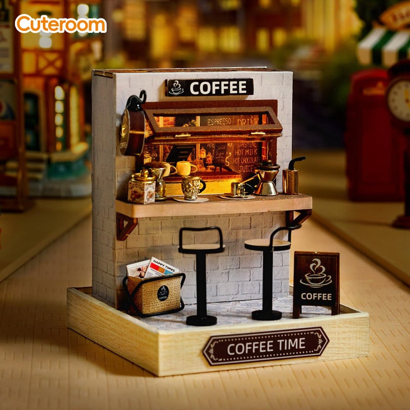 CUTEROOM DIY Doll House Miniature Furniture Wooden House Kit with Dust Cover & LED Light and Accessories - New Three Styles QT Series Dollhouse (QT048) - Image 3
