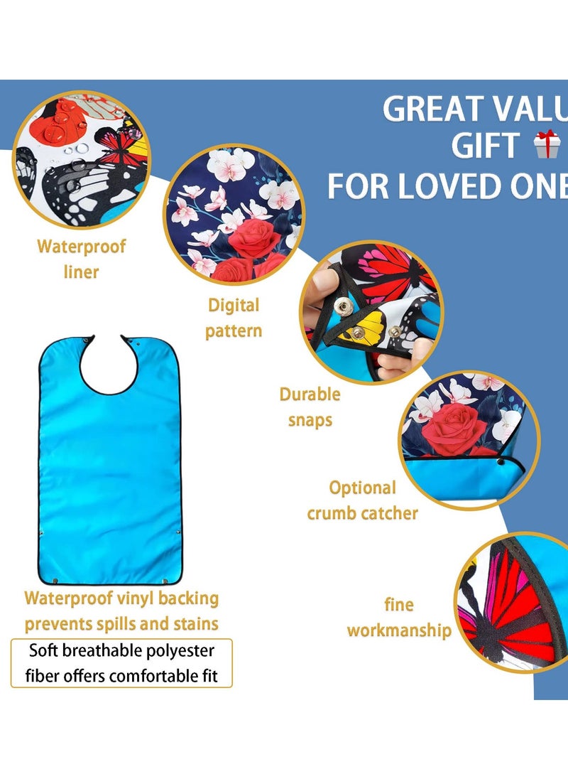 Excefore Waterproof Washable Adult Bibs for Elderly Women, Reusable Large Adult Bibs for Eating with Snaps, Feeding Bibs for Adults Senior Citizens with Crumb Catcher, Designed for Comfort and Convenience  - Image 2