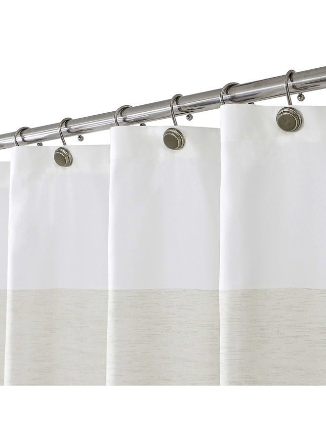 Central Park Gray Tan Stripe Fabric Shower Curtain Water Resistant Color Block Stripe Print Bathroom Spa Hotel Decorative Shower Curtain Liner with 12 Grommets(Grey Green/Tan, 70"x72") - Image 2