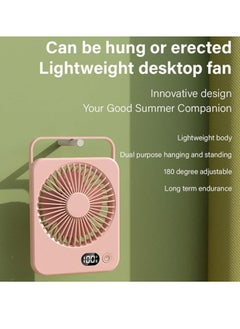 OUYoo USB Rechargeable Portable Handheld Fan, Foldable Lightweight Miniature Fan with Digital Display, Ultra-Quiet 5-Speed Cooling Device for Convenient Use, Suitable for Home, Office, and Outdoor Travel  - Image 3