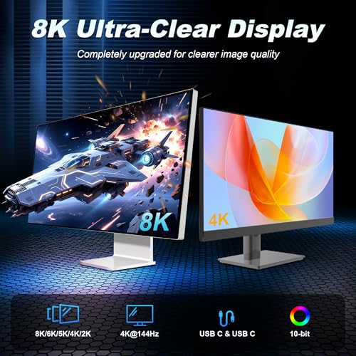 ZIKNYDO USB C to USB C Monitor Cable 6.6FT/ 2m, USB C 3.2 20Gbps Data Transfer, Supports 8K@30Hz, 4K@60Hz/144Hz Video Type C, 240W 48V/5A, USBC Display Cable for Thunderbolt 4 6FT, MacBook Pro, Switch - Image 3