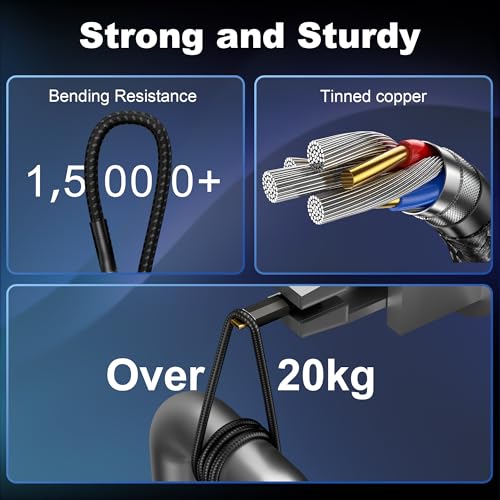 ZIKNYDO USB C to USB C Monitor Cable 6.6FT/ 2m, USB C 3.2 20Gbps Data Transfer, Supports 8K@30Hz, 4K@60Hz/144Hz Video Type C, 240W 48V/5A, USBC Display Cable for Thunderbolt 4 6FT, MacBook Pro, Switch - Image 5