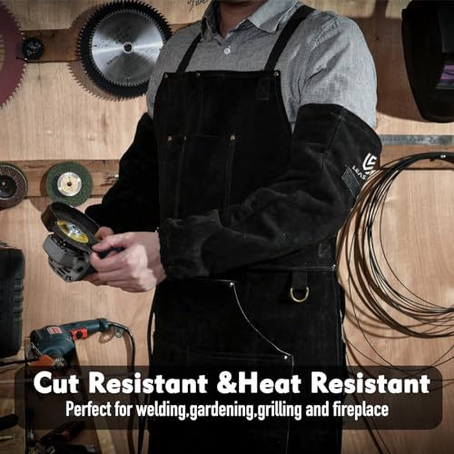 LeaSeek Leather Welding Work Sleeves,Heat & Flame Resistant Arm Protection Gardening Sleeve - Image 5
