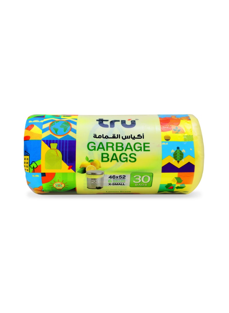 Tru Pack of 3 - Lemon Scented Garbage Bags , 6 Gallon,  Compact Roll, 46x52cm, X-Small (Small bins) - 30 Bags x 3 yellow - Image 2