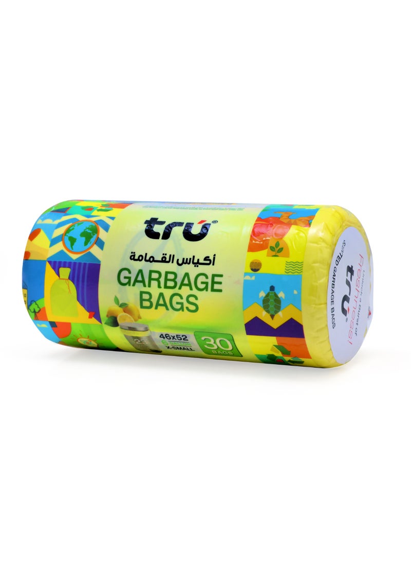Tru Pack of 3 - Lemon Scented Garbage Bags , 6 Gallon,  Compact Roll, 46x52cm, X-Small (Small bins) - 30 Bags x 3 yellow - Image 3
