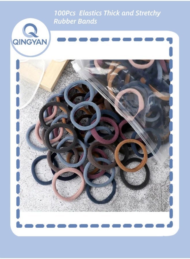 QINGYAN 100Pcs Handmade Women Hair Elastics Thick and Stretchy Rubber Bands for Ponytail Holder ﻿ - Image 1