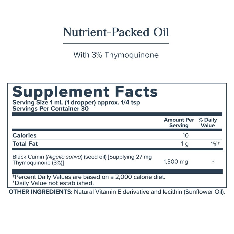 HERITAGE STORE Black Seed Oil w/ 3% Thymoquinone, Omega 6 9 - Nigella Sativa Liquid Oil, Cold Pressed from Black Seeds, Joints, Digestion and Immune Support, Vegan, 60-Day Guarantee, 30 Serv, 1 fl oz - Image 3