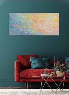 LOWHA Framed Canvas Wall Art Stretched Over Wooden Frame, Panorama Orientation Abstract Watercolor Painting, For Home, Living Room, Office Décor  - Image 4