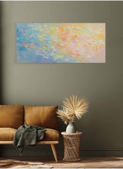 LOWHA Framed Canvas Wall Art Stretched Over Wooden Frame, Panorama Orientation Abstract Watercolor Painting, For Home, Living Room, Office Décor  - Image 3