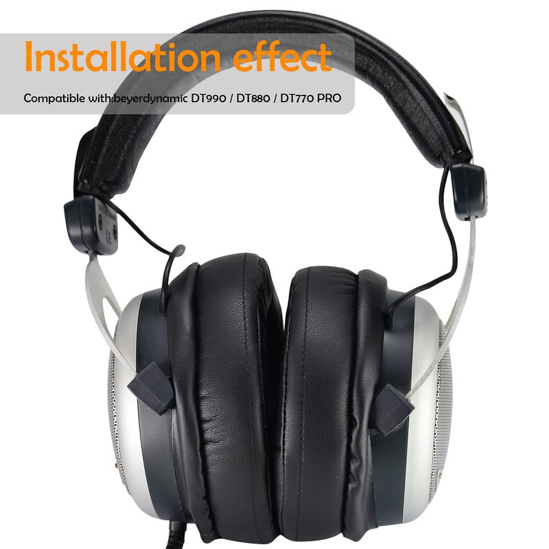 defean وسادات أذن DT990 - وسادات أذن بديلة من ديفين، غطاء وسادة أذن متوافق مع سماعات beyerdynamic DT990 / DT880 / DT770 PRO، جلد أنعم، رغوة عازلة عالية الكثافة، سمك إضافي - Image 5