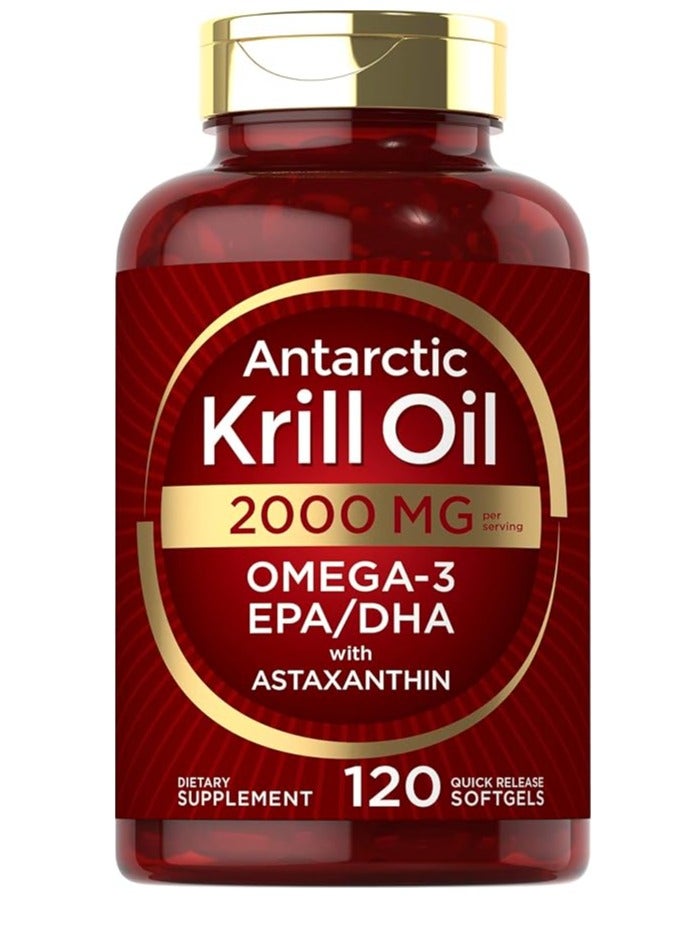 Carlyle Antarctic Krill Oil 2000 mg per saving Omega-3 EPA DHA with Astaxanthin 120 softgels 