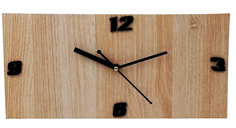 Stockyhut MDF Wooden Clock for Bedroom Kitchen LivingroomOffice Wall Clock Attractive Stylish Square Shaped Analog Wall Clock 30cm X 15cm White Wood - Image 1