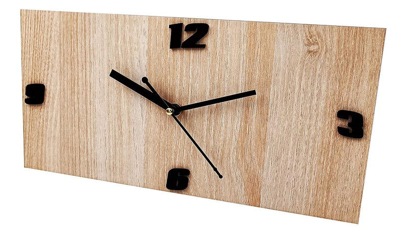 Stockyhut MDF Wooden Clock for Bedroom Kitchen LivingroomOffice Wall Clock Attractive Stylish Square Shaped Analog Wall Clock 30cm X 15cm White Wood - Image 3
