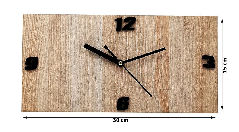 Stockyhut MDF Wooden Clock for Bedroom Kitchen LivingroomOffice Wall Clock Attractive Stylish Square Shaped Analog Wall Clock 30cm X 15cm White Wood - Image 2