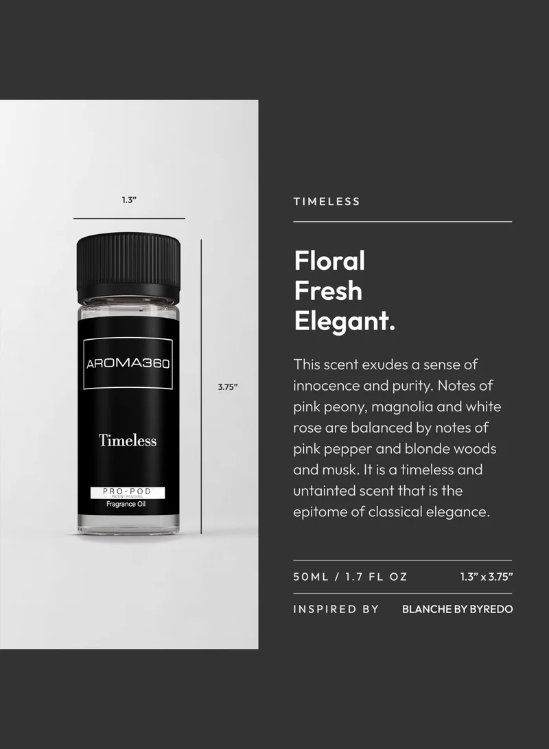 AROMA360 Timeless Pro-Pod Oil Blend - Hotel Inspired for Luxury Essential Oil Diffusers - Aromatherapy Scent Diffuser Oil - Crisp Laundry, White Rose, and Magnolia