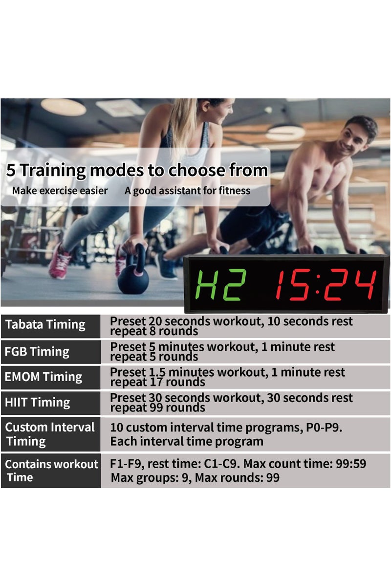 1.5-Inch 6-Digit Multifunctional Fitness Timer, Digital Clock, Positive Countdown, 5 Fitness Training Modes - Image 4