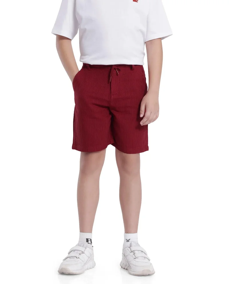 Rare Ones Rare Ones Kids Pinto-K Red Cotton Solid Drawstring Closure Regular Fit Shorts