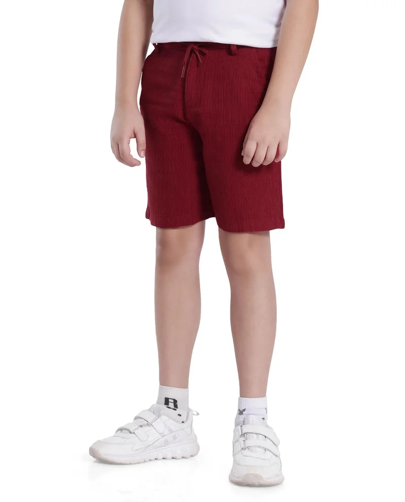 Rare Ones Rare Ones Kids Pinto-K Red Cotton Solid Drawstring Closure Regular Fit Shorts