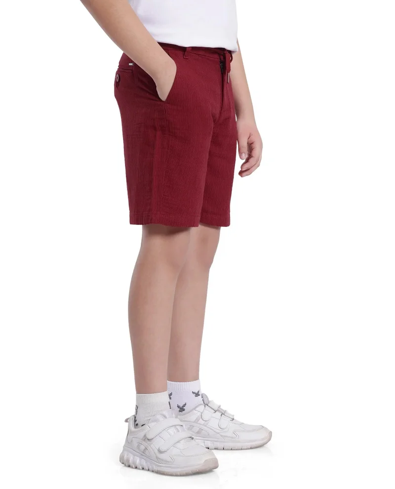 Rare Ones Rare Ones Kids Pinto-K Red Cotton Solid Drawstring Closure Regular Fit Shorts
