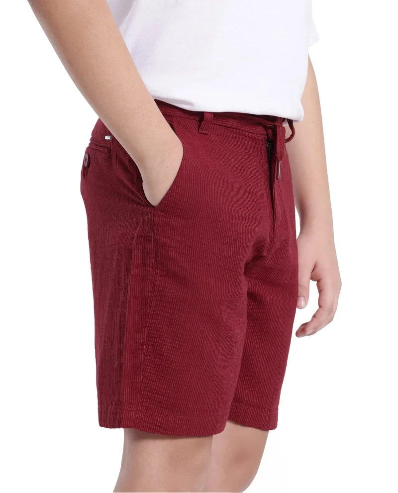 Rare Ones Rare Ones Kids Pinto-K Red Cotton Solid Drawstring Closure Regular Fit Shorts