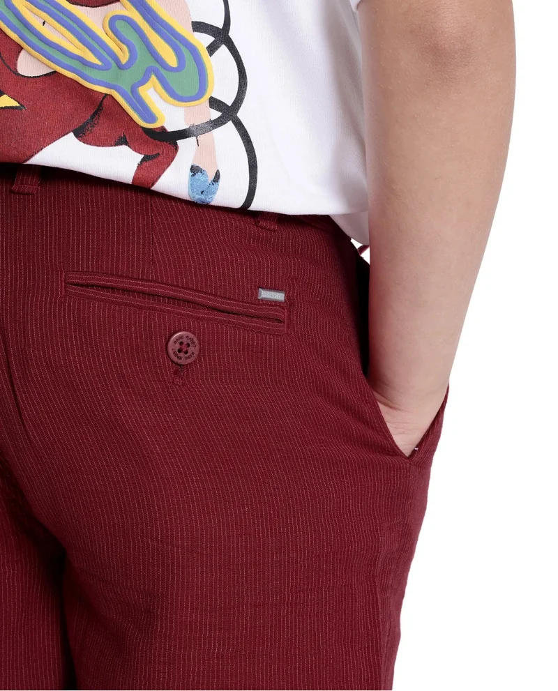 Rare Ones Rare Ones Kids Pinto-K Red Cotton Solid Drawstring Closure Regular Fit Shorts