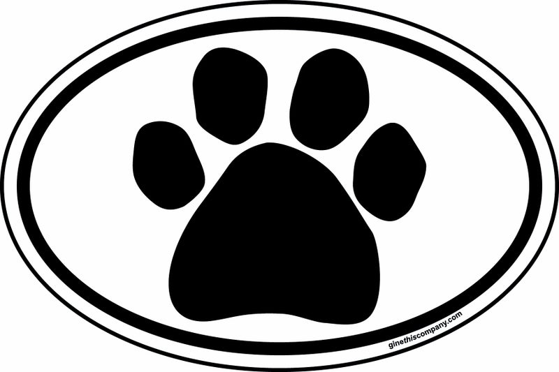 Imagine This 6-Inch by 4-Inch Oval Paw Car Magnet, White and Black (O0241) - Image 1