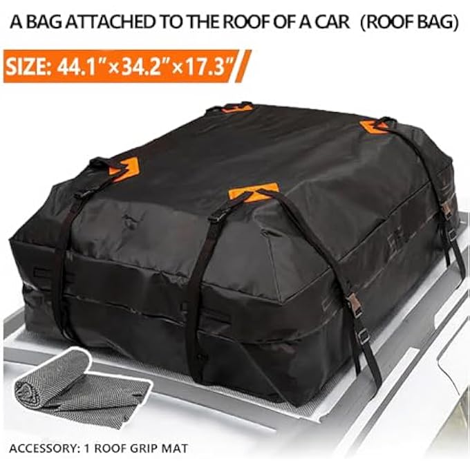 rayihni حقيبة تخزين على السطح للسيارة، حاملة تخزين ذات جوانب ناعمة مع حصيرة مضادة للانزلاق للسقف العاري، رف السقف (44.1*34.3*17.3) - Image 2