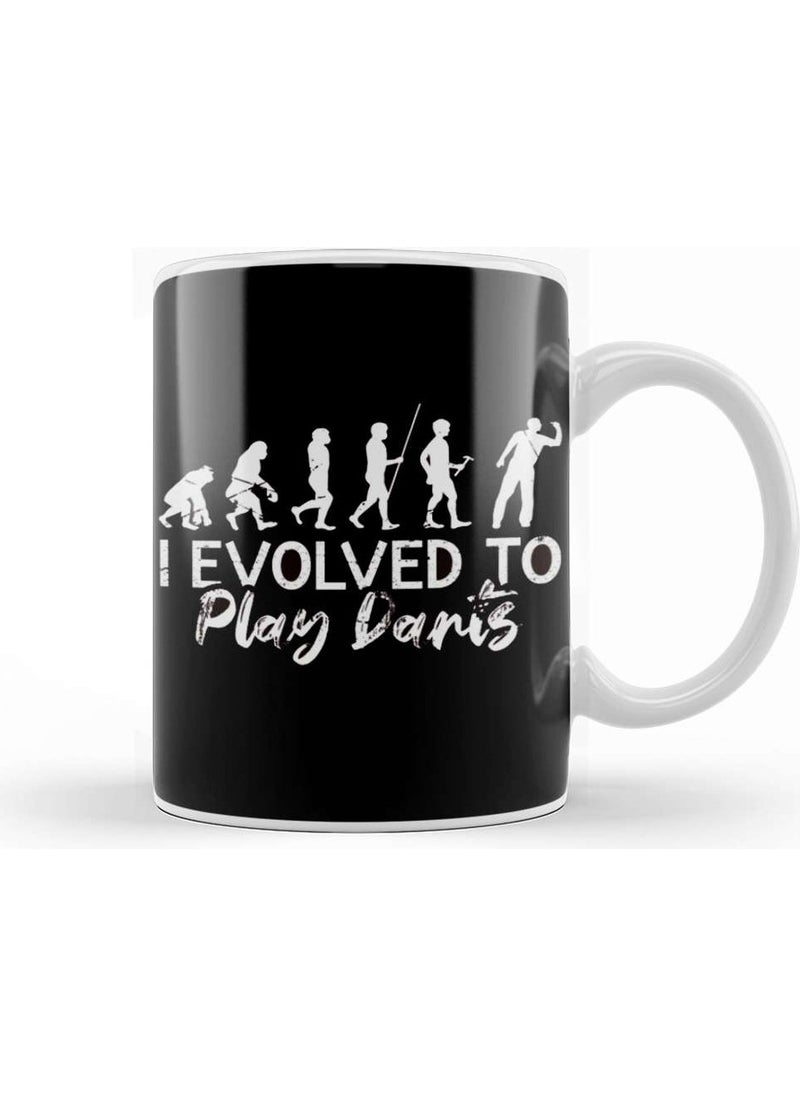 Baskı Dükkanı - Print Shop Evolved To Play Darts Dartist Dart Player Team Throwing Mug Porcelain - Image 1