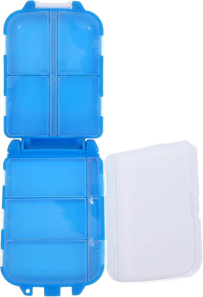 Blue Three-Tier 8-Compartment Pill Organizer Box, Large Capacity Travel Medicine Case with Flip Lid, Portable Household and Purse Storage for Daily Medication Management - Image 1