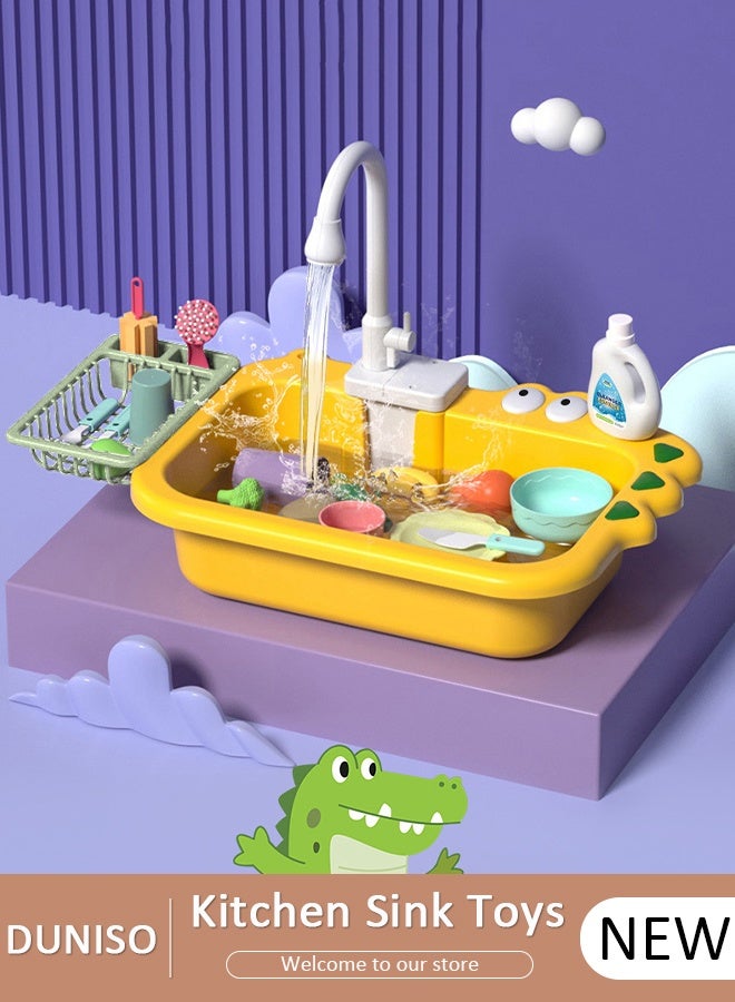 DUNISO Kids Play Sink with Running Water,lay Kitchen Toy Accessories, Toddler Sink Dishwasher Toy,Water Table Pretend Play for Toddlers Age1-3,Kids Role Play Dishwasher Toy,Birthday for Boys Girls 3-5 Years Old - Image 1