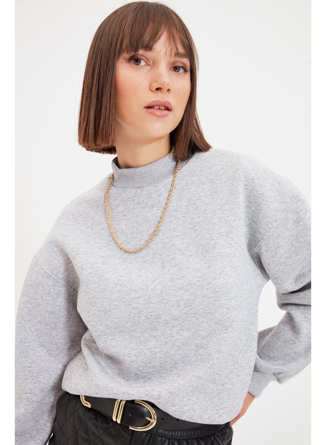 trendyol Sweatshirt - Gray - Loose Fit - Image 2