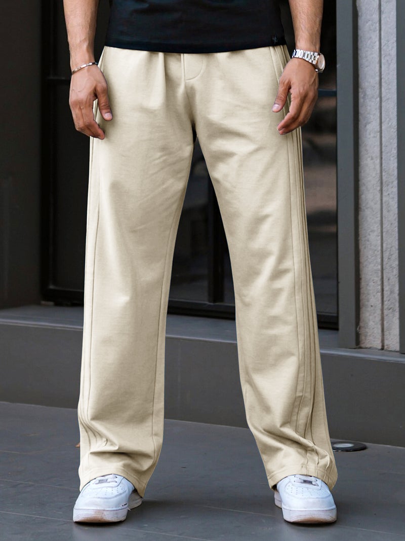 Maniac Mens Plain 3 line Pleate Biscuit Cotton Trackpant - Image 4