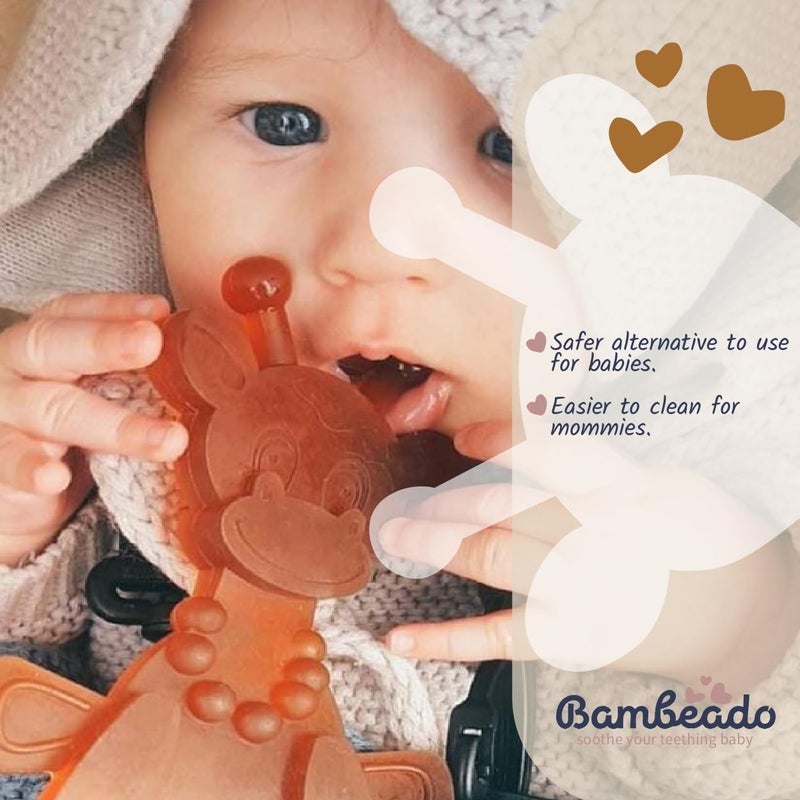 Bambeado Littlebamber Baby Teething Toy - Natural Rubber Giraffe Teether For Babies 6-12 Months  Bpa-Free  Textured Toy For Comfort And Oral Development - Image 3