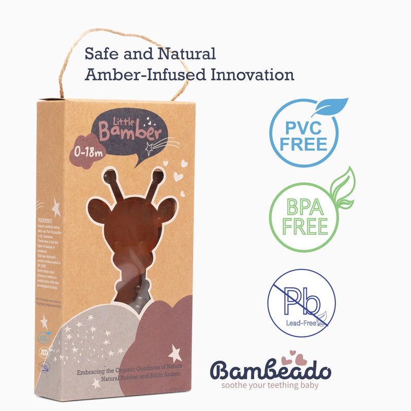 Bambeado Littlebamber Baby Teething Toy - Natural Rubber Giraffe Teether For Babies 6-12 Months  Bpa-Free  Textured Toy For Comfort And Oral Development - Image 2