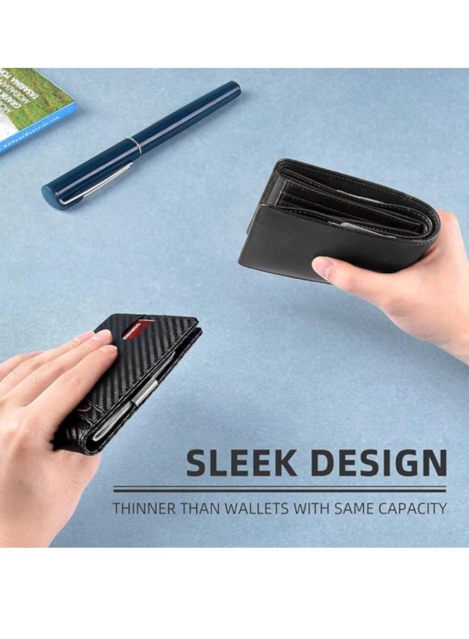 Showday Slim Wallet for Men Genuine Leather RFID Blocking Bifold Minimalist Front Pocket Mens Wallet with Money Clip (BLUE) - Image 2