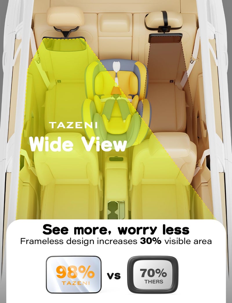 TAZENI Baby Car Mirror Hook Design Ultra Stable Car Seat Mirror for Baby Rear Facing Secure and Shatterproof CarSeat Mirrors 360° Clear View Newborn Essential Accessories - Image 5