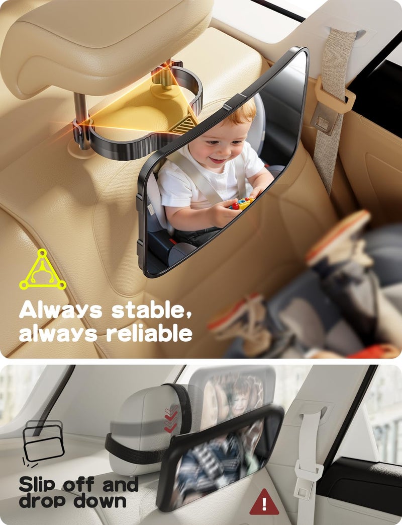 TAZENI Baby Car Mirror Hook Design Ultra Stable Car Seat Mirror for Baby Rear Facing Secure and Shatterproof CarSeat Mirrors 360° Clear View Newborn Essential Accessories - Image 3