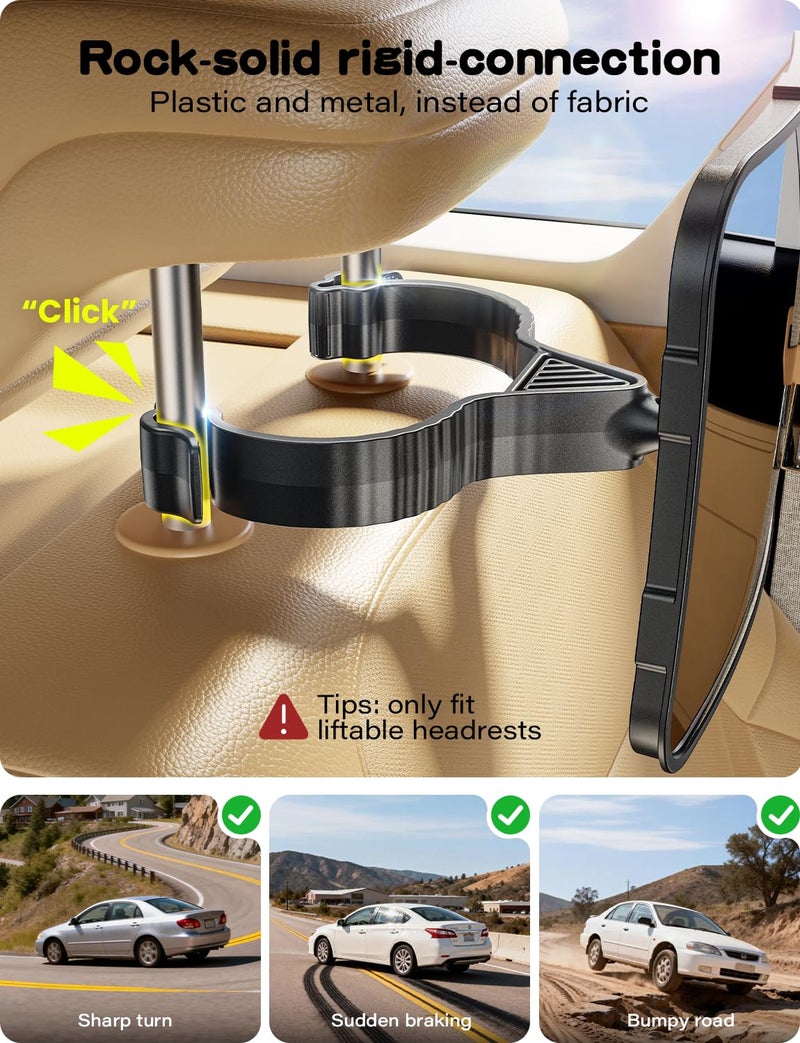 TAZENI Baby Car Mirror Hook Design Ultra Stable Car Seat Mirror for Baby Rear Facing Secure and Shatterproof CarSeat Mirrors 360° Clear View Newborn Essential Accessories - Image 4