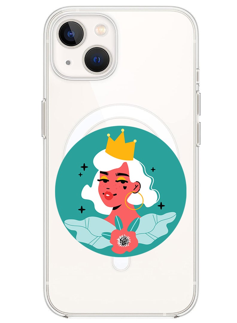 Theodor حافظة مغناطيسية لجهاز آيفون 13 بحجم 6.1 بوصة متوافقة مع شحن ماغسيف اللاسلكي، غطاء هاتف مقاوم للصدمات للنساء - Image 1