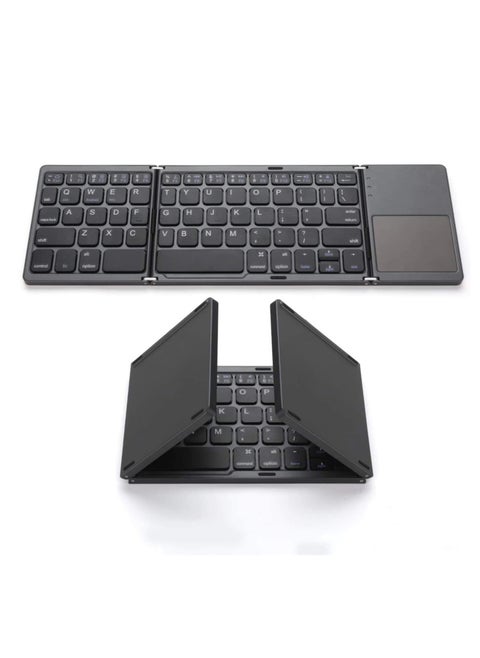 Foldable Bluetooth Keyboard, Wireless Bluetooth Keyboard with Touchpad, Pocket Size USB Rechargeable Bluetooth Keyboard for iOS/Windows/Android Smartphones/Tablets