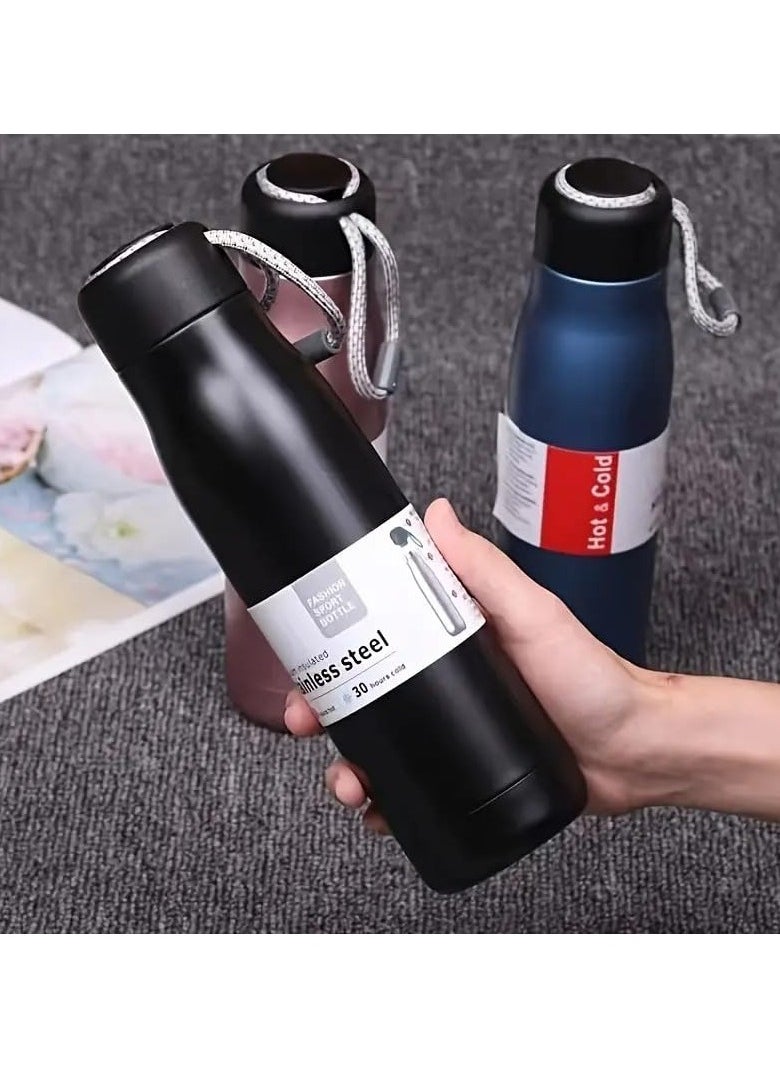 QSHOP Qshop Portable Sports Water Bottle with Lid 304 Stainless Steel Vacuum Insulated Leak Proof BPA Free for School Kids Eco Friendly Insulated Cup Keeps Water Hot or Cold 500ml  - Image 2