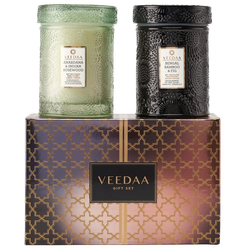 VEEDAA Mandala Glass Duo Candles Gift Set Style 4