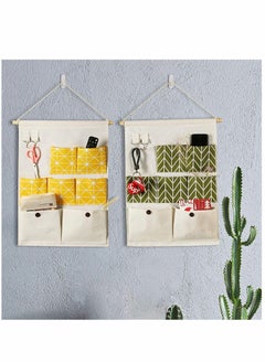 Y&D Organizer Storage, Hanging 7 Pockets, for Fabric Wall Door Storage Bag (2 Packs, Yellow+Green)  - Image 3