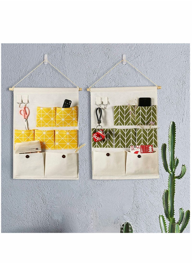 Y&D - Organizer Storage, Hanging 7 Pockets, for Fabric Wall Door Storage Bag (2 Packs, Yellow+Green) - Image 1