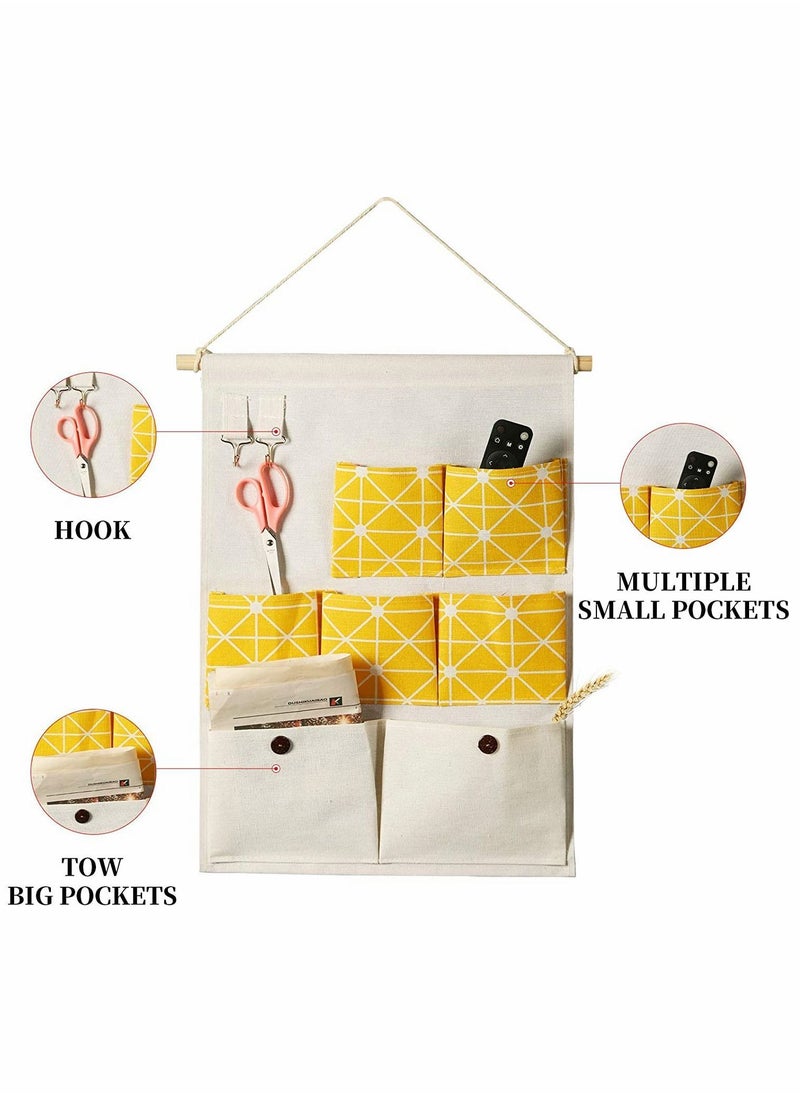 Y&D - Organizer Storage, Hanging 7 Pockets, for Fabric Wall Door Storage Bag (2 Packs, Yellow+Green) - Image 1