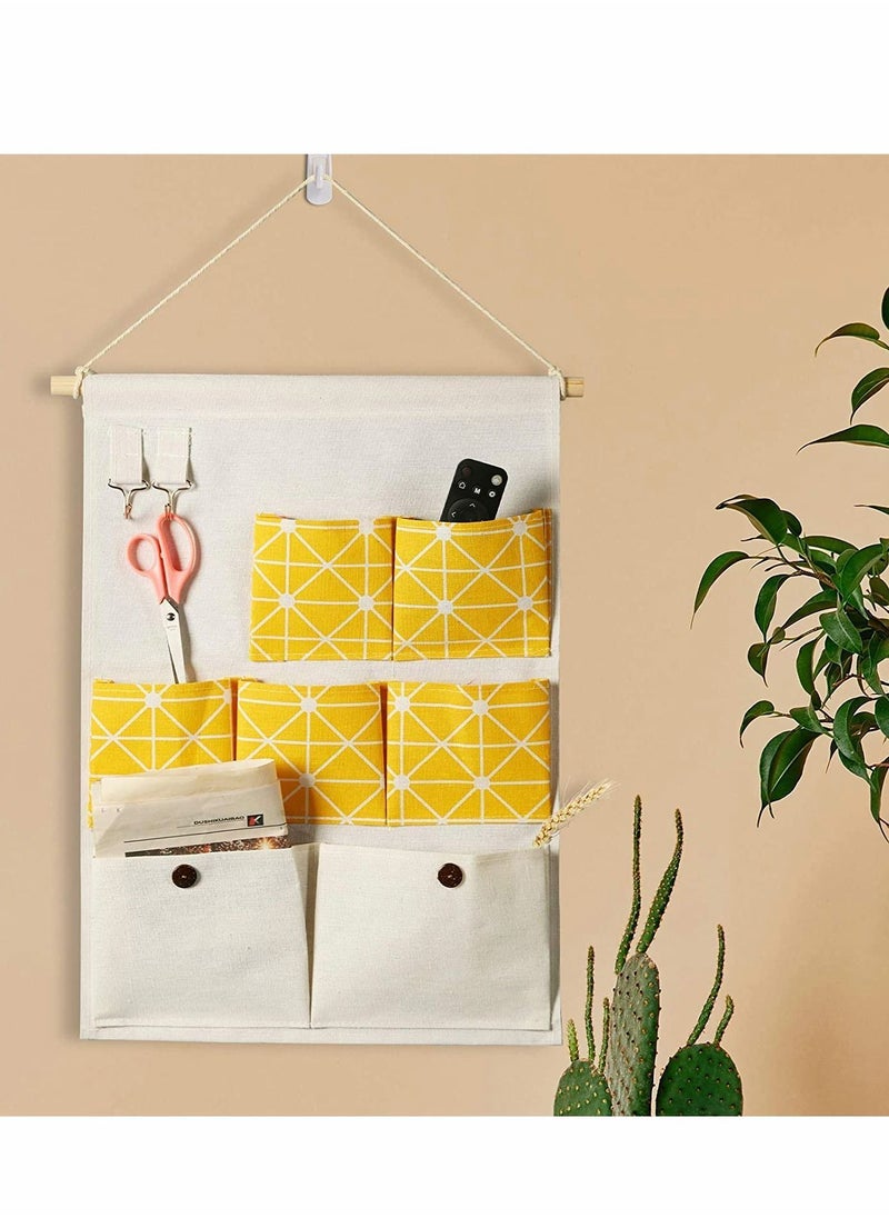 Y&D - Organizer Storage, Hanging 7 Pockets, for Fabric Wall Door Storage Bag (2 Packs, Yellow+Green) - Image 1