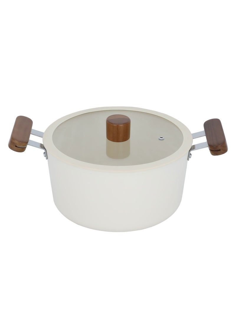 Tornedo Tornado Pot Beige Wooden Handle Glass Lid 22 Cm - Image 1