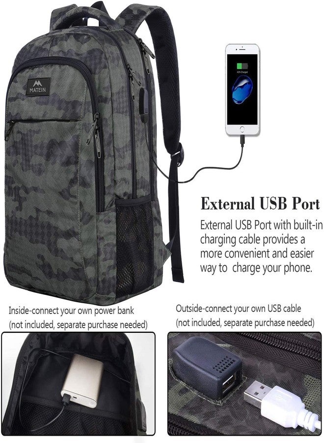 MATEIN Travel Backpack with USB, Water Resistant Durable College School Backpack with Anti Theft Pocket for Women & Men, Slim Business Laptop Bag Lightweight Laptop Bookbag for 15.6-Inch Laptop and Notebook - Image 2