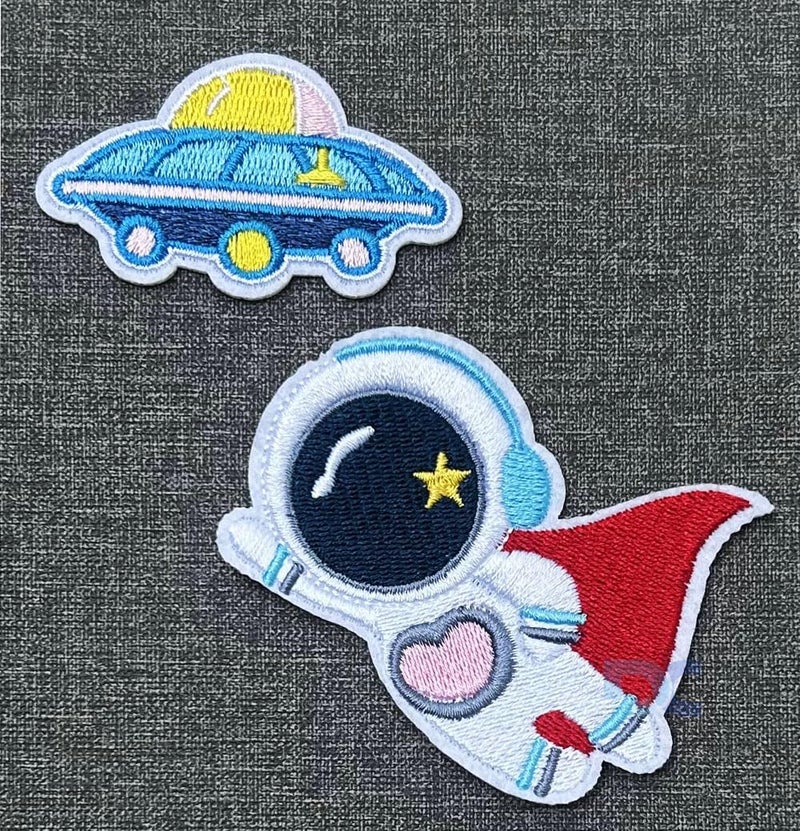 Daily Crafts Daily Crafts 2 pcs Iron On Patches Space NASA Planets Themed DIY Fabric Repair Patches for Jeans Jackets Hats Space Theme Fashion Accessories for Boys Girls Combo 3 