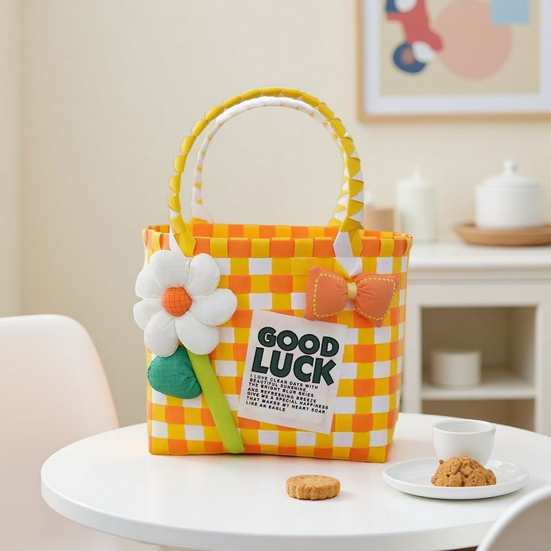Women's Colorful Woven Handbag - Image 2